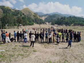 People gathering for prayers in the site in Bushus
