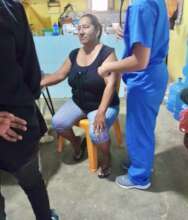 Patient receiving a blood pressure check