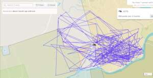Updated map of Hyena's movements over the last 60