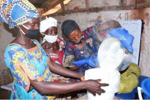 Women entrepreneurs learning soy processing