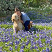 Maecy and her pal in the Texas Bluebonnets!