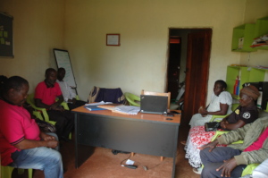 Farmers in a meeting before receiving loans