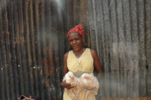 Eve carrying her 5 weeks chicks