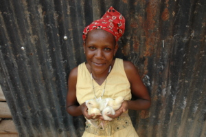 Eve showcasing her 1 week chicks