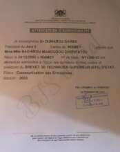 Cherifatou's BTS diploma