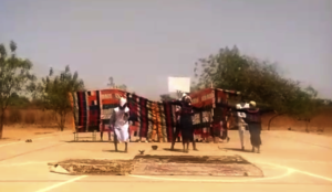 Students in dance routine wearing handmade costume