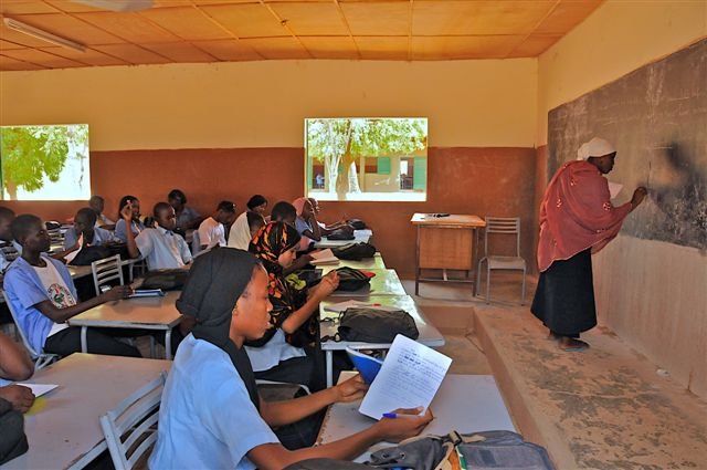 Students learning home economics