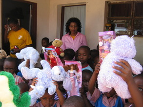 Our Pre-school kids receiving toys for Christmas