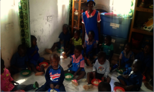 Pre-school Kids Eating Porridge