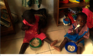 Pre-school Kids Eating Porridge