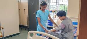 Nithya at work at our in-house medical center