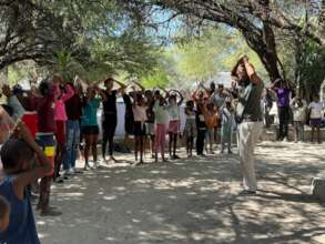 Students get moving during elephant themed games