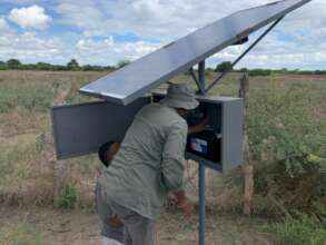 Solar-electric equipment being inspected