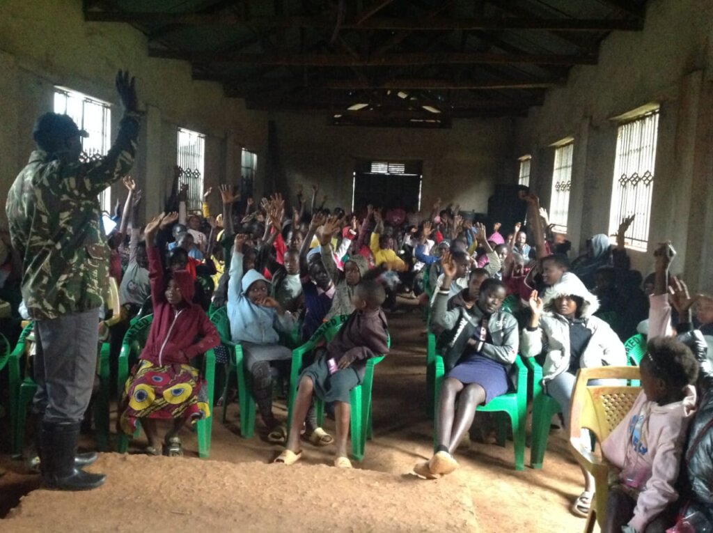 Chief explain to girls on FGM and menstrual Health