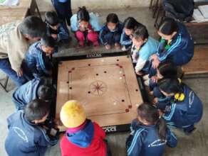 Student playing indoor game