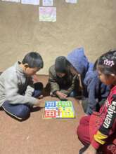 Student playing indoor game
