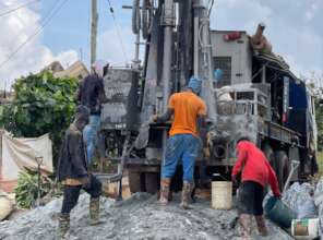 Picture the the drilling of the borehole