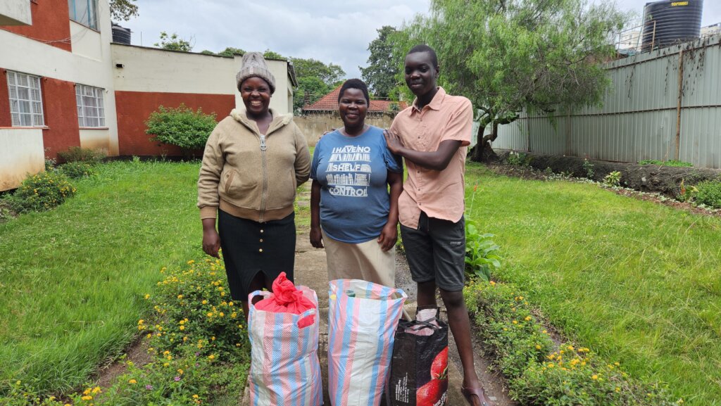 Two Happy Mothers After Receiving Food Baskets.