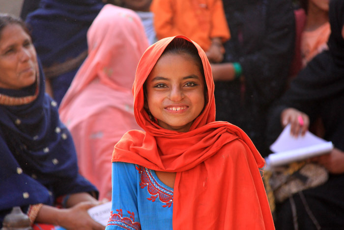 Young girl at a mobile health clinic