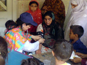 Emergency medical care for flood victims.