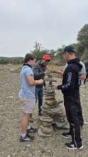 Building a stone cairn