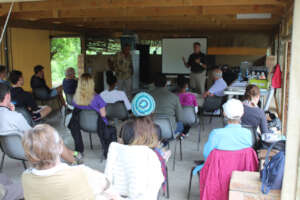 A talk on Climate Change at Nyandu rustic camp.