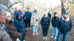 Gathering after breakfast for a bush walk