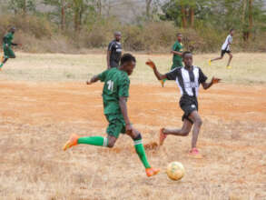 Boys battle for the ball during the games