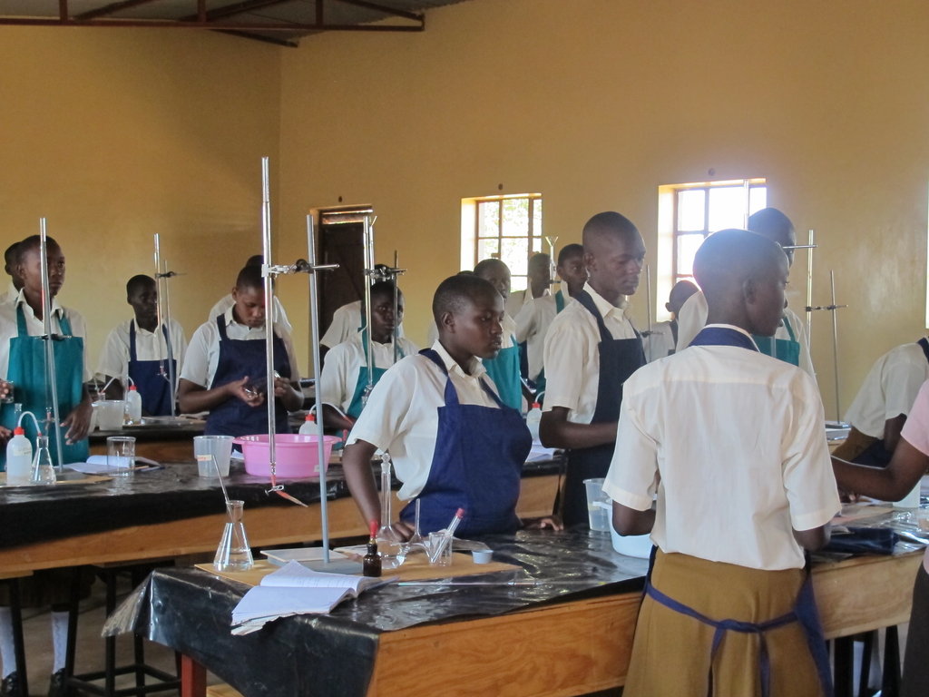 Village high school students in the lab