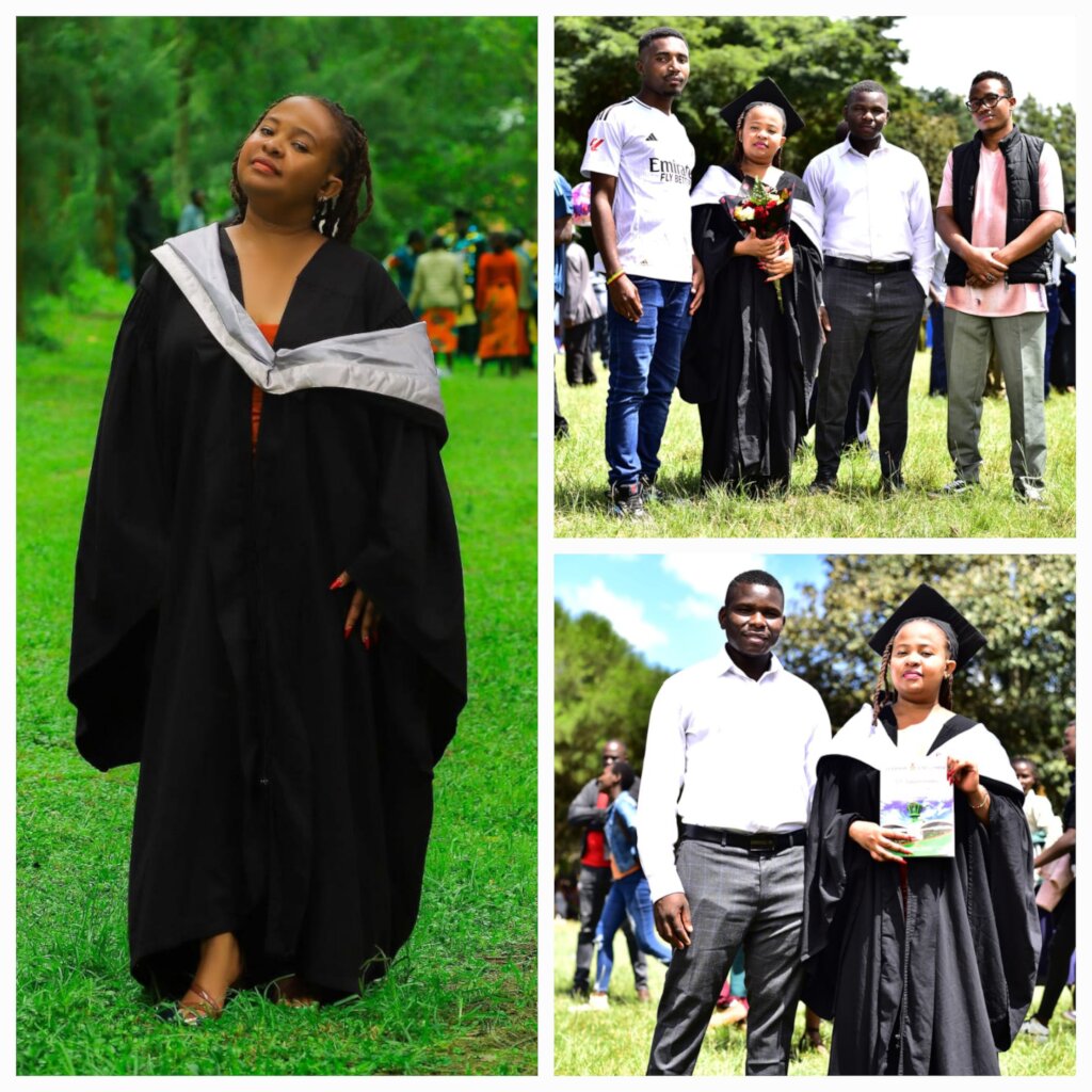 Susan poses for a photo during her graduation