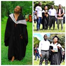 Susan poses for a photo during her graduation