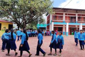 School courtyard assembly fosters unity and focus
