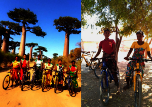 Women Rangers on a bicycle monitoring patrol