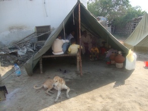 A familiy provided with tent