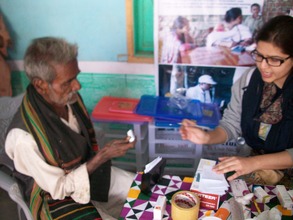 Old persons checked and provided with medicine