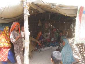 Flood victims living in tent