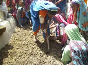 women growing vegetable at household level