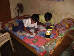 Children study with solar lights