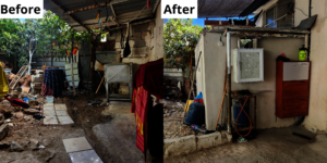 A bathroom was built in a previously unused area.