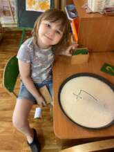Ukrainian girl proudly shows her learning