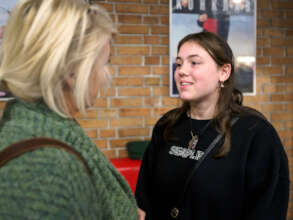 ne child speaks with President of Bulgaria's wife