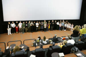 Speech in front of guests in Documentary premier