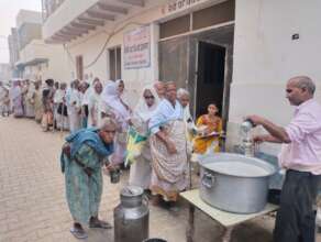 milk, fruits distribution daily to elderly mothers