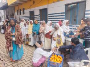 milk, fruits distribution daily to elderly mothers
