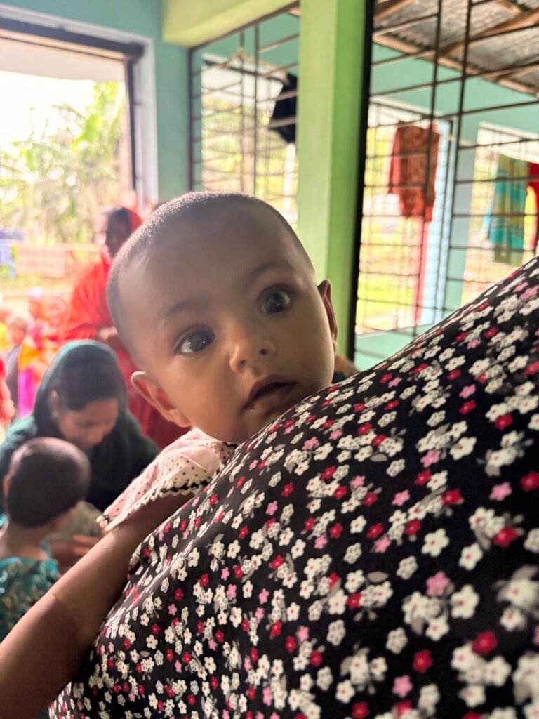 Child at measles vaccination campaign in Jamalpur