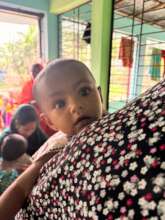 Child at measles vaccination campaign in Jamalpur
