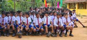 The younger students during the school assembly