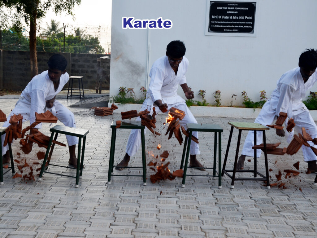Martial arts class for visuallychallenged children