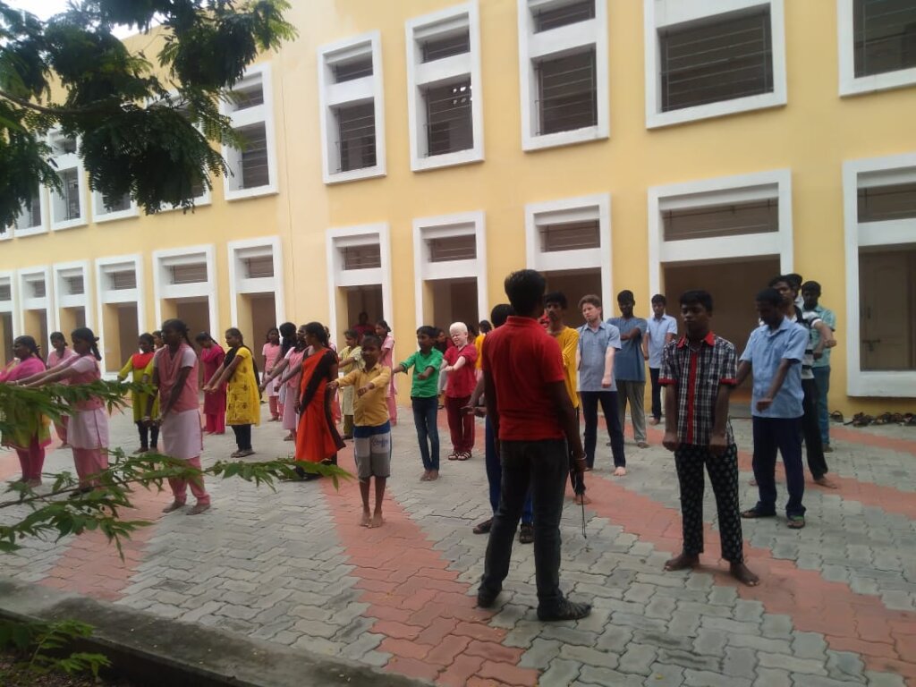 Martial arts class for visuallychallenged children
