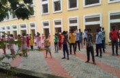 Martial arts class for visuallychallenged children